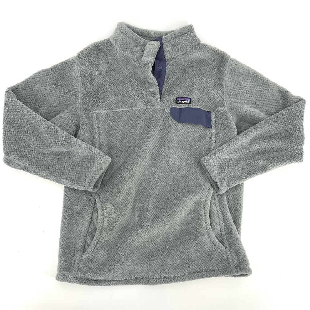 Patagonia Girls' Gray Purple Retool Fleece Snap pullover‎ (14)